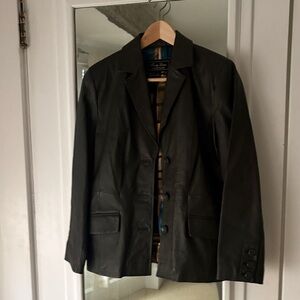 Terry Lewis Classic Luxuries Dark Green Leather Blazer Jacket